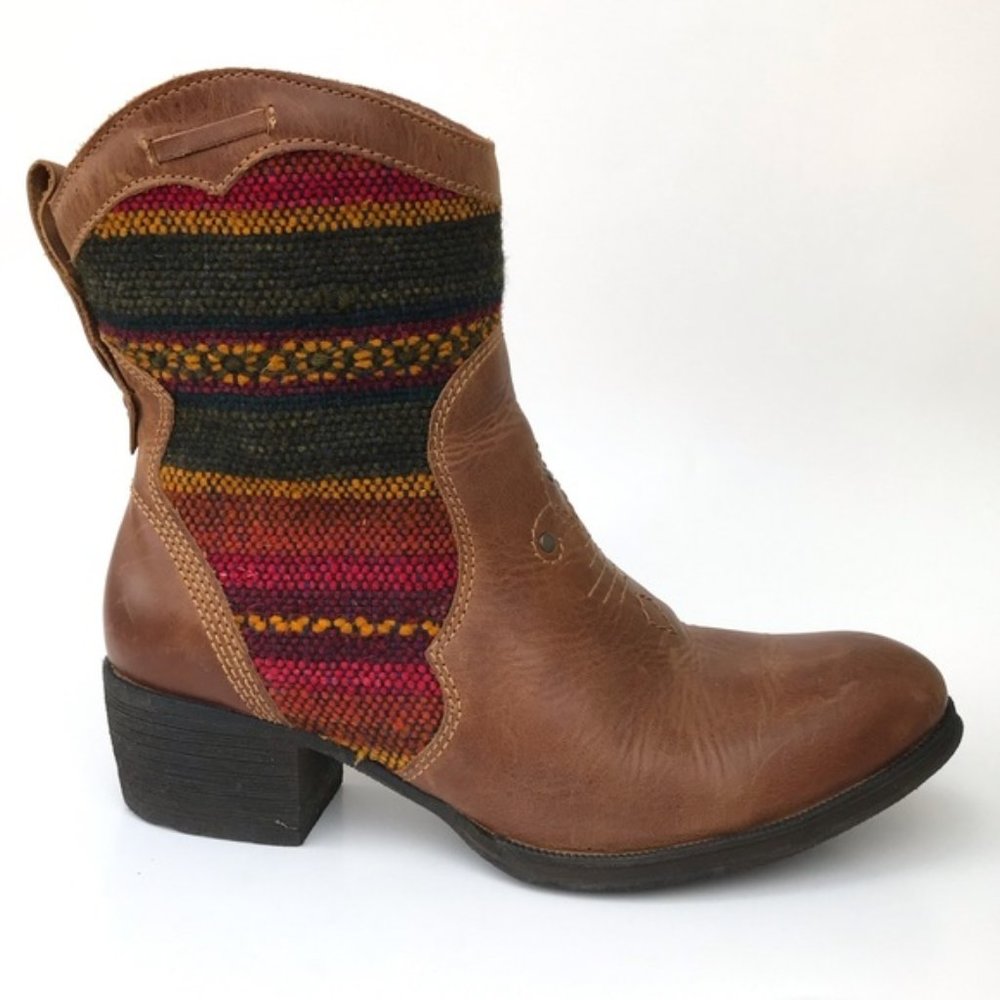 Born Brown Leather Aztec Ankle Boot - Picture 2 of 6